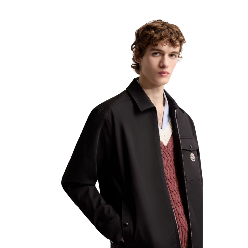 Surchemise zippée MONCLER gabardine de coton mélangé noir