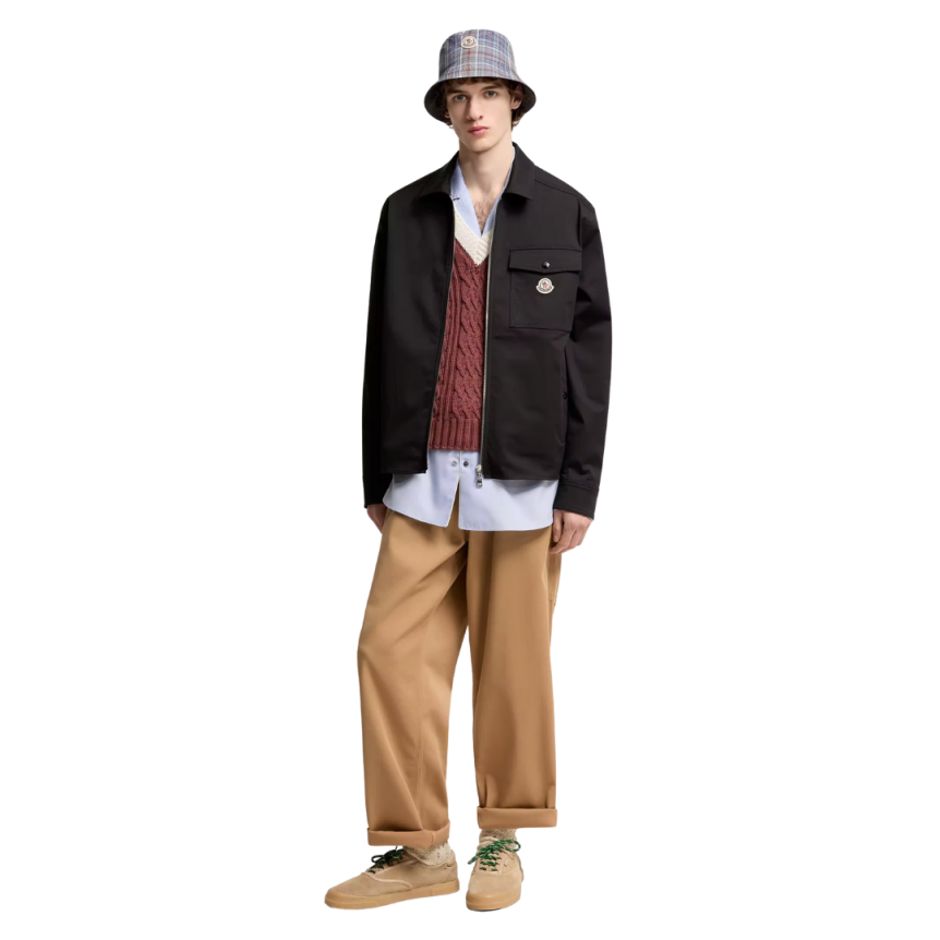 Surchemise zippée MONCLER gabardine de coton mélangé noir