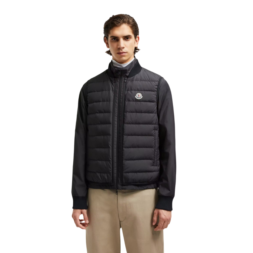 Doudoune courte 3-en-1 MONCLER Verney nylon noir réversible gilet amovible