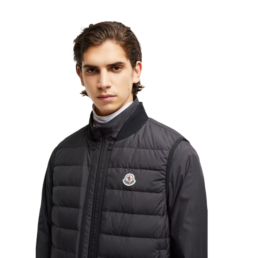 Doudoune courte 3-en-1 MONCLER Verney nylon noir réversible gilet amovible