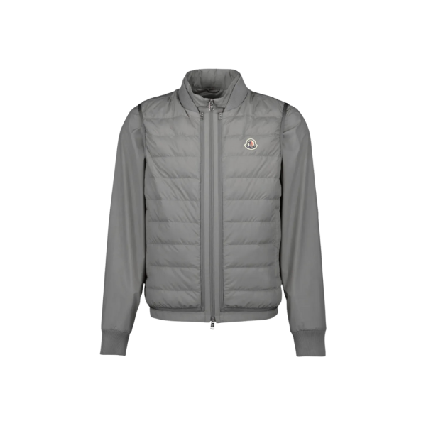 Doudoune courte 3-en-1 MONCLER Verney nylon gris réversible gilet amovible