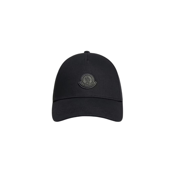 Casquette MONCLER gabardine de coton noir logo noir