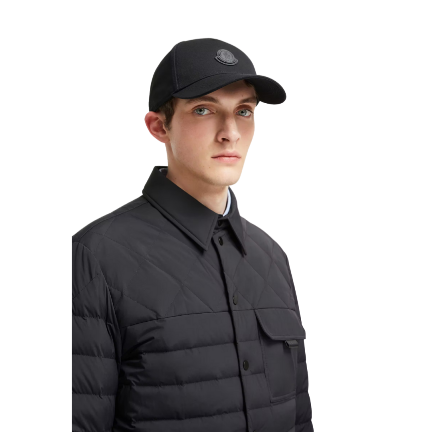 Casquette MONCLER gabardine de coton noir logo noir