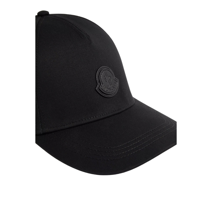 Casquette MONCLER gabardine de coton noir logo noir