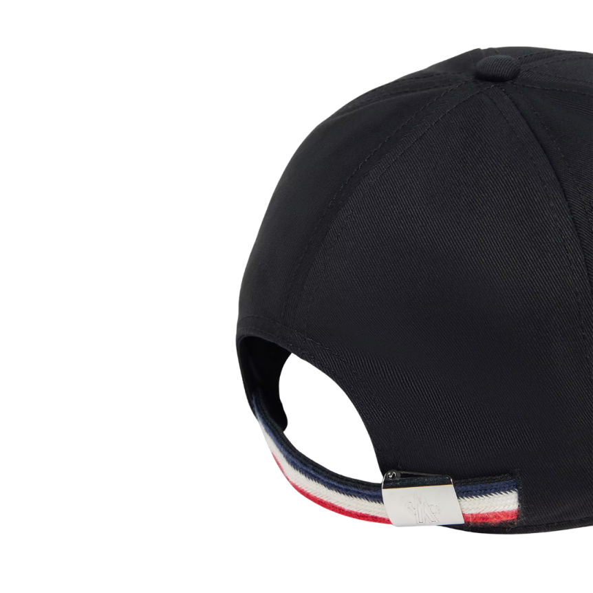 Casquette MONCLER gabardine de coton noir logo noir