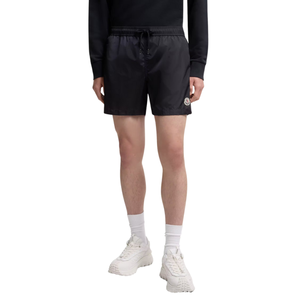 Short de bain MONCLER nylon bleu marine logo