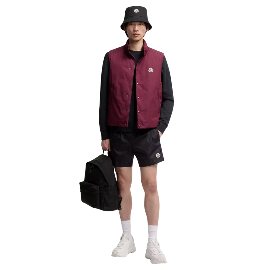 Short de bain MONCLER nylon bleu marine logo