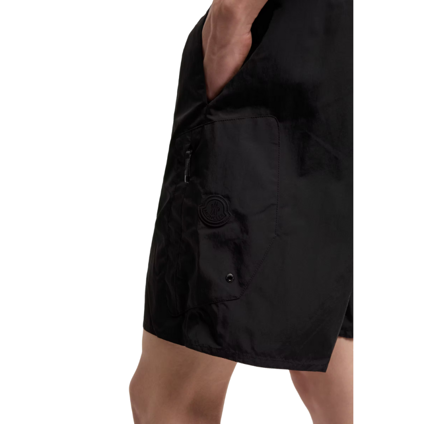Short de bain MONCLER poche cargo nylon noir mat