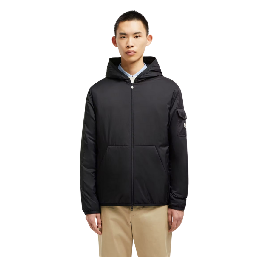 Doudoune courte à capuche MONCLER Monteynard nylon stretch noir