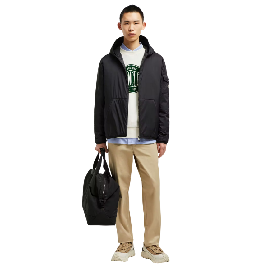 Doudoune courte à capuche MONCLER Monteynard nylon stretch noir