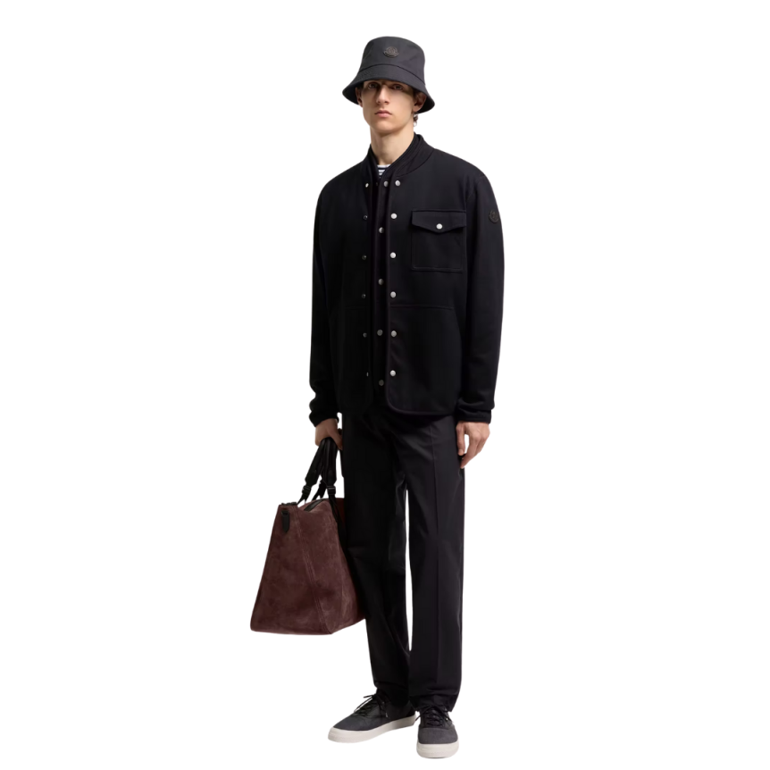 Pantalon MONCLER coton mélangé toile technique bleu marine taille cordon