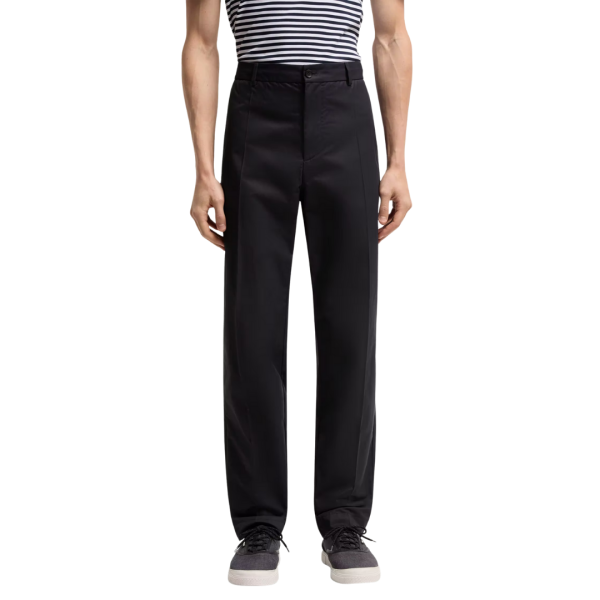 Pantalon MONCLER coton mélangé toile technique bleu marine taille cordon