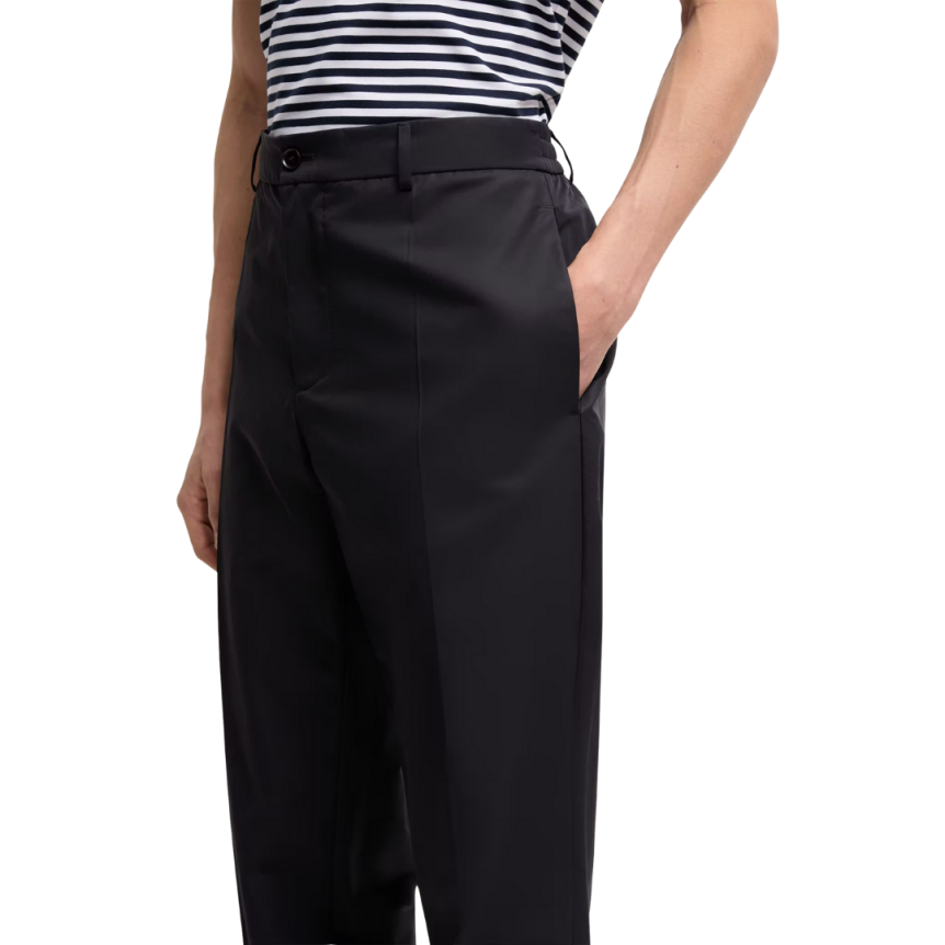 Pantalon MONCLER coton mélangé toile technique bleu marine taille cordon