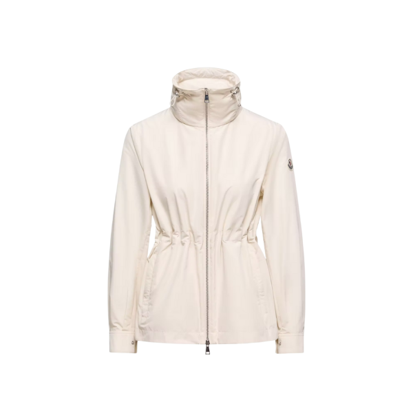 Parka courte MONCLER Enette coupe vent col montant écru capuche