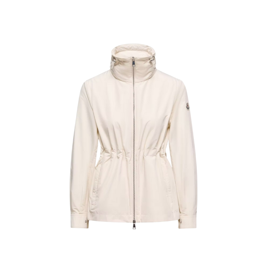 Parka courte MONCLER Enette coupe vent col montant écru capuche