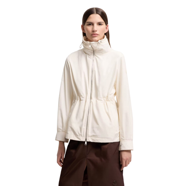 Parka courte MONCLER Enette coupe vent col montant écru capuche