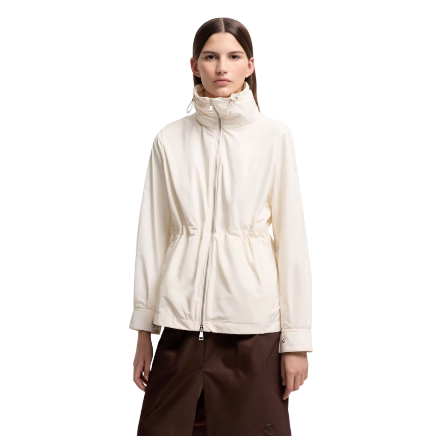 Parka courte MONCLER Enette coupe vent col montant écru capuche