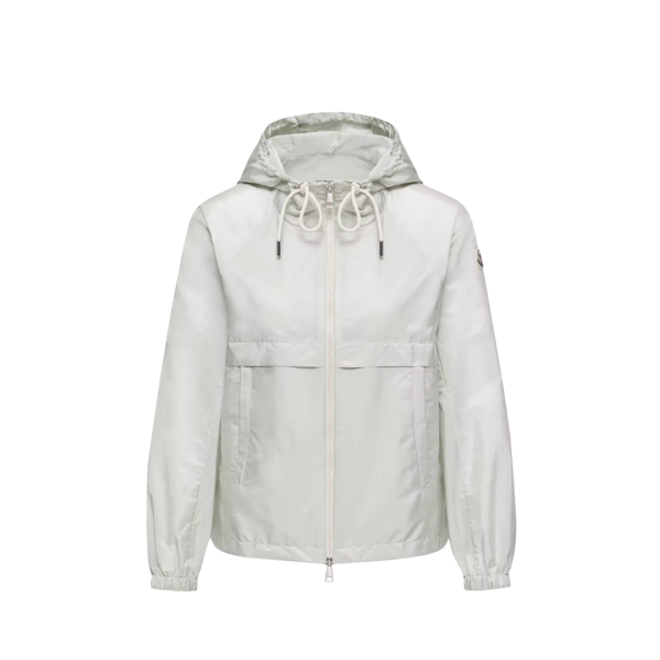 Veste à capuche MONCLER Coquelicot coupe vent zippé nylon vert clair