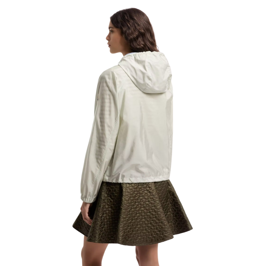 Veste à capuche MONCLER Coquelicot coupe vent zippé nylon vert clair