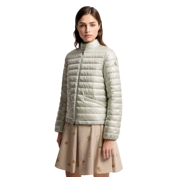 Doudoune courte MONCLER Azalee nylon vert clair attache noeud taille