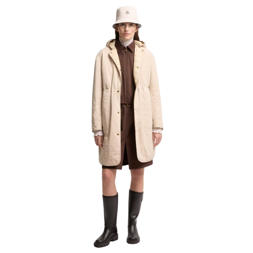 Parka à capuche MONCLER Thymlong imperméable réversible nylon beige