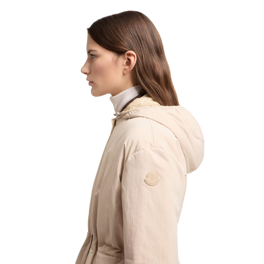 Parka à capuche MONCLER Thymlong imperméable réversible nylon beige