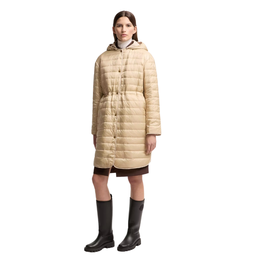 Parka à capuche MONCLER Thymlong imperméable réversible nylon beige