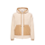 Sweat à capuche zippé teddy polaire beige poche camel