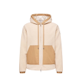 Sweat à capuche zippé teddy polaire beige poche camel