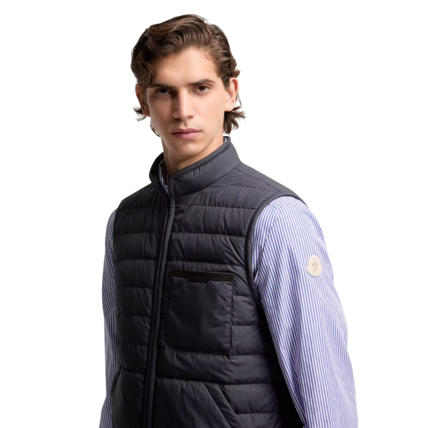 Doudoune-chemise mi-longue 3-en-1 MONCLER Brecon bleu marine gilet amovible