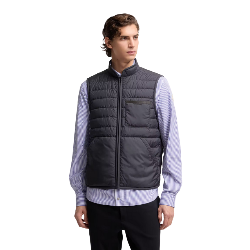 Doudoune-chemise mi-longue 3-en-1 MONCLER Brecon bleu marine gilet amovible