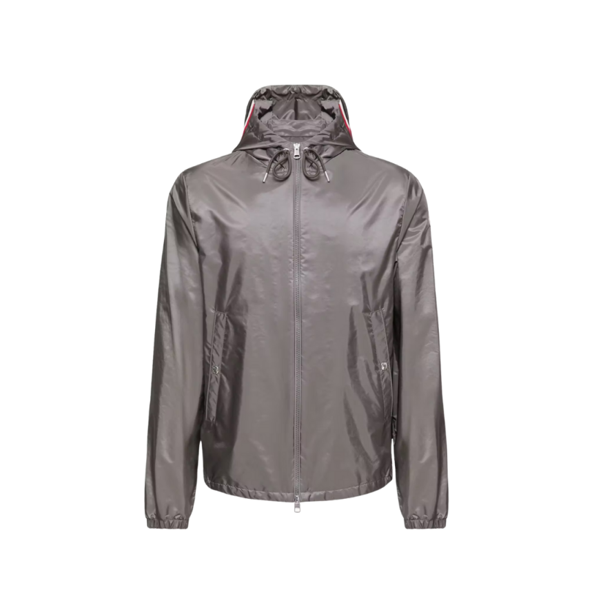 Coupe-vent zippé à capuche MONCLER Grimpeurs nylon déperlant gris