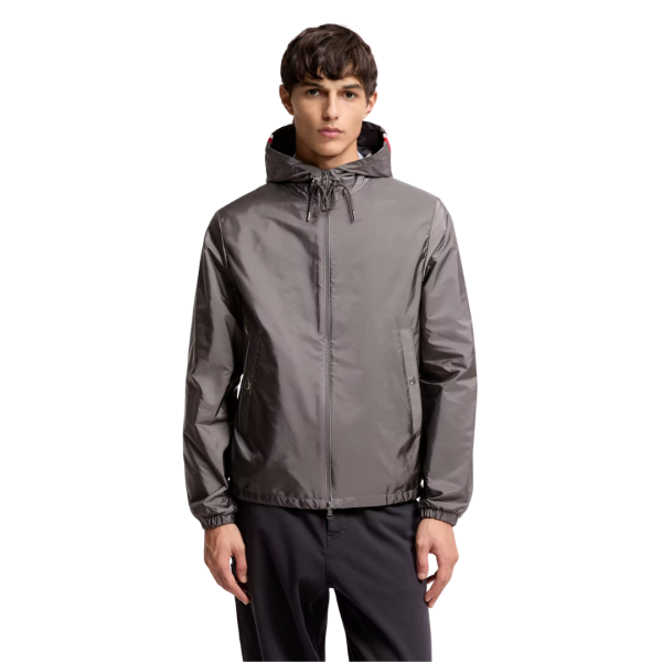 Coupe-vent zippé à capuche MONCLER Grimpeurs nylon déperlant gris