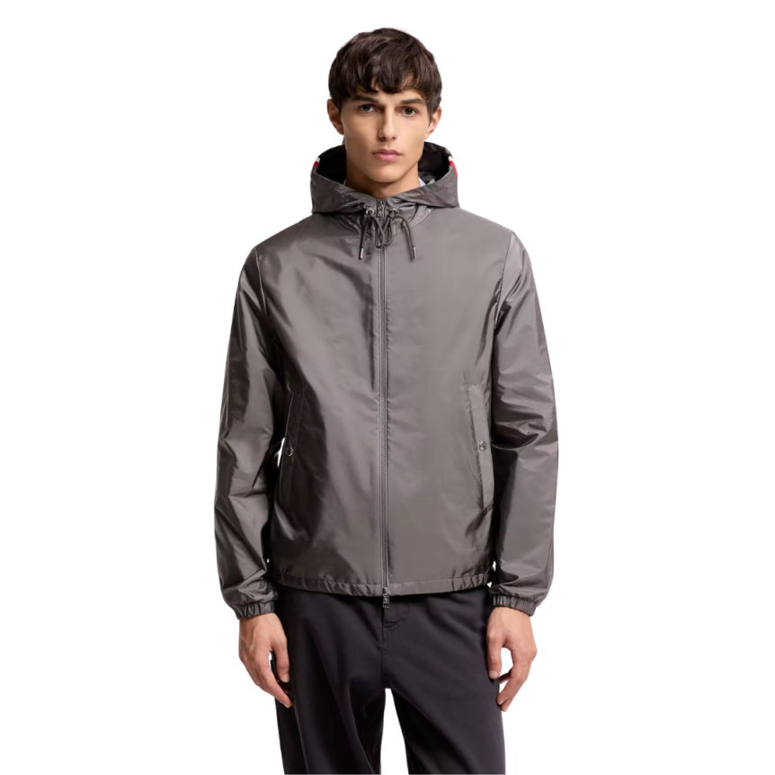 Coupe-vent zippé à capuche MONCLER Grimpeurs nylon déperlant gris