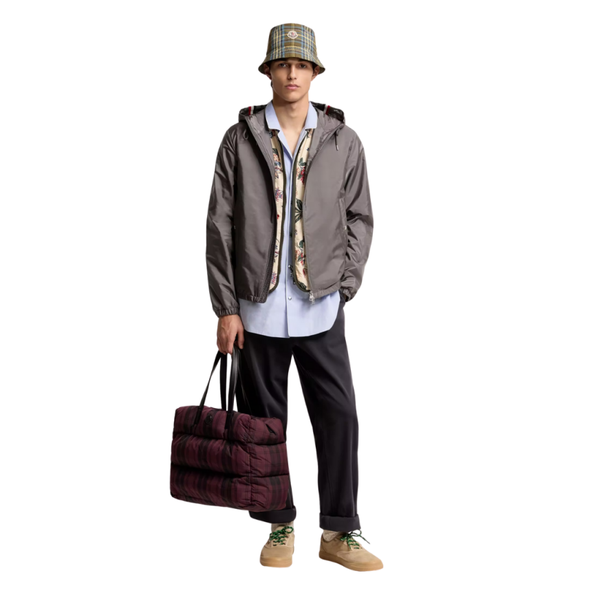 Coupe-vent zippé à capuche MONCLER Grimpeurs nylon déperlant gris