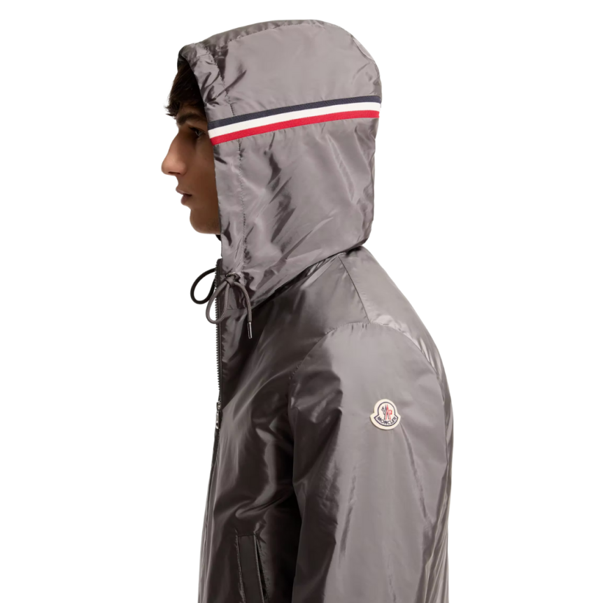 Coupe-vent zippé à capuche MONCLER Grimpeurs nylon déperlant gris