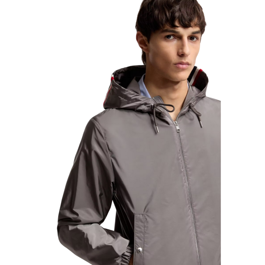 Coupe-vent zippé à capuche MONCLER Grimpeurs nylon déperlant gris