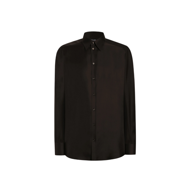 DOLCE & GABBANA Chemise twill de soie marron chocolat