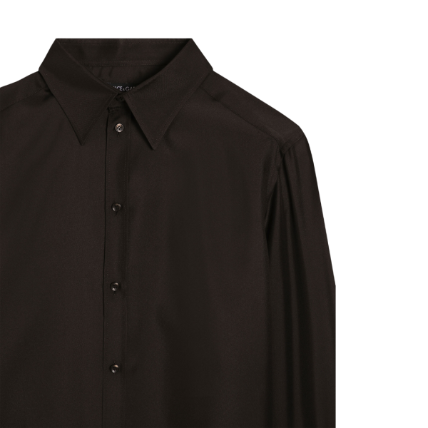 DOLCE & GABBANA Chemise twill de soie marron chocolat