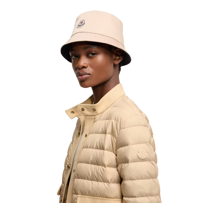 Bob réversible MONCLER gabardine polyester beige clair bleu marine