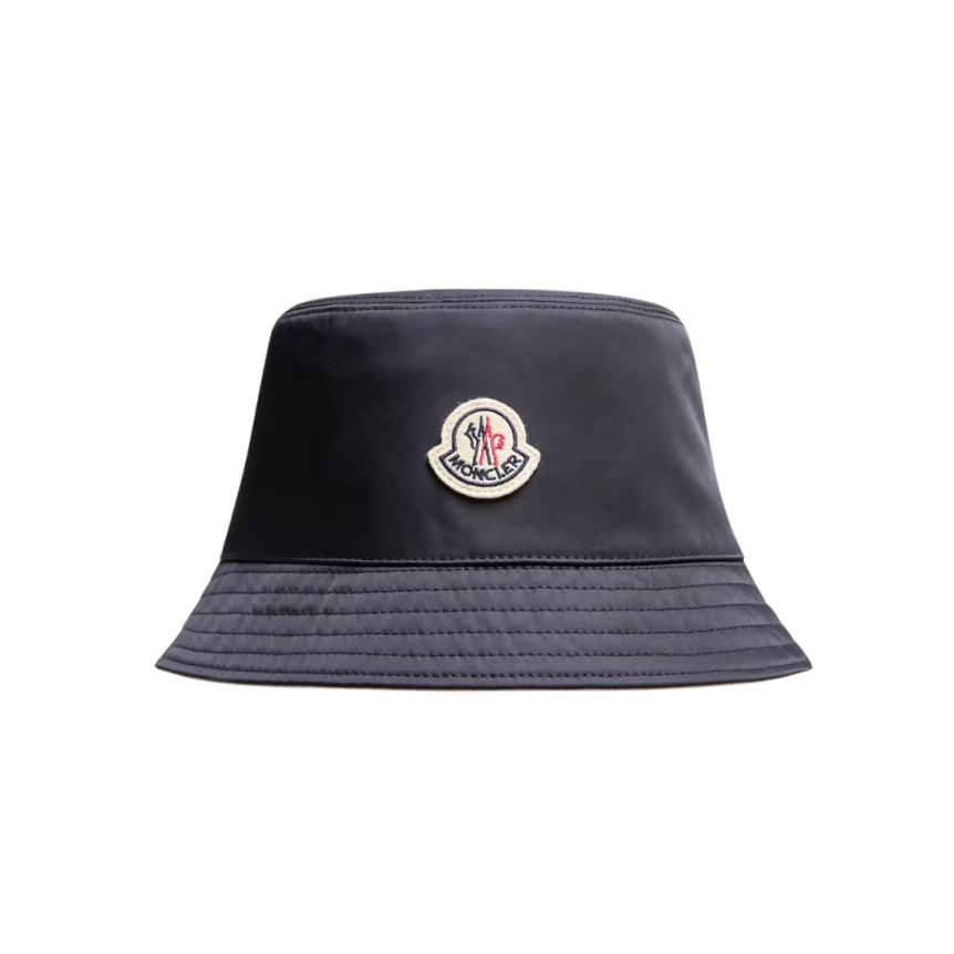 Bob réversible MONCLER gabardine polyester beige clair bleu marine