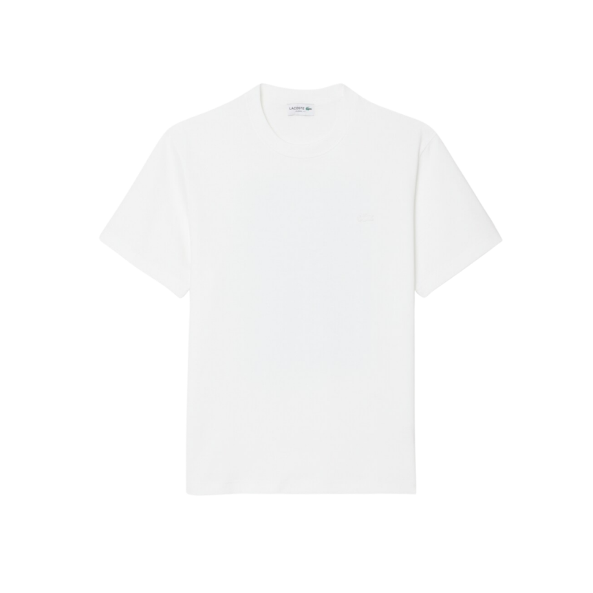 T-shirt LACOSTE manche courte jersey coton blanc imprimé court de Tennis dos