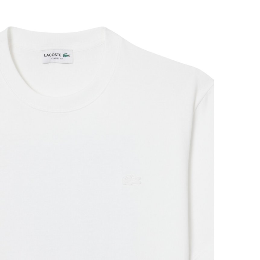 T-shirt LACOSTE manche courte jersey coton blanc imprimé court de Tennis dos