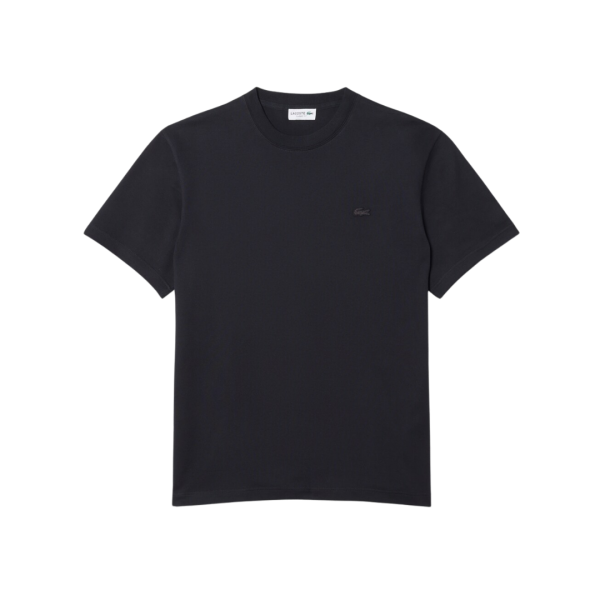 T-shirt manche courte LACOSTE jersey coton noir imprimé court de Tennis dos