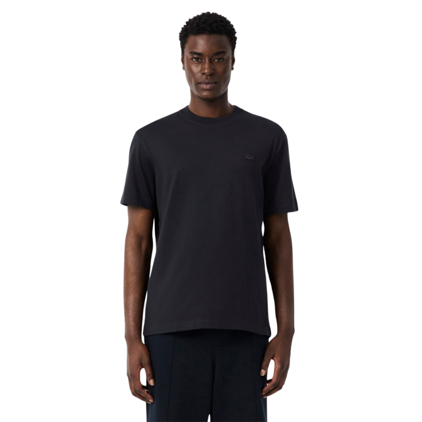 T-shirt manche courte LACOSTE jersey coton noir imprimé court de Tennis dos