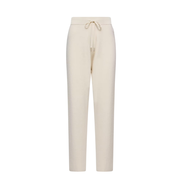 Pantalon de survêtement court MONCLER laine vierge cachemire écru taille élastique