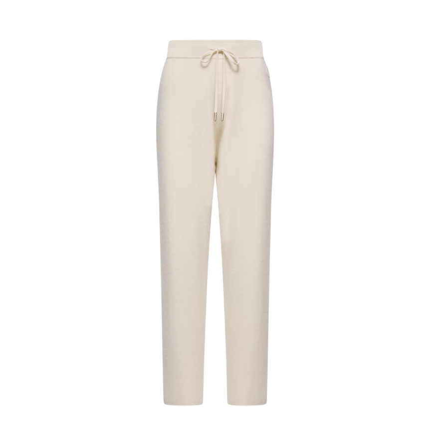Pantalon de survêtement court MONCLER laine vierge cachemire écru taille élastique
