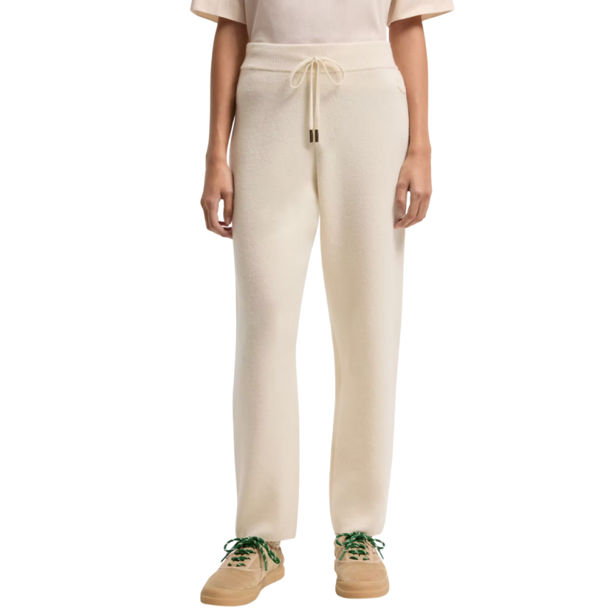 Pantalon de survêtement court MONCLER laine vierge cachemire écru taille élastique