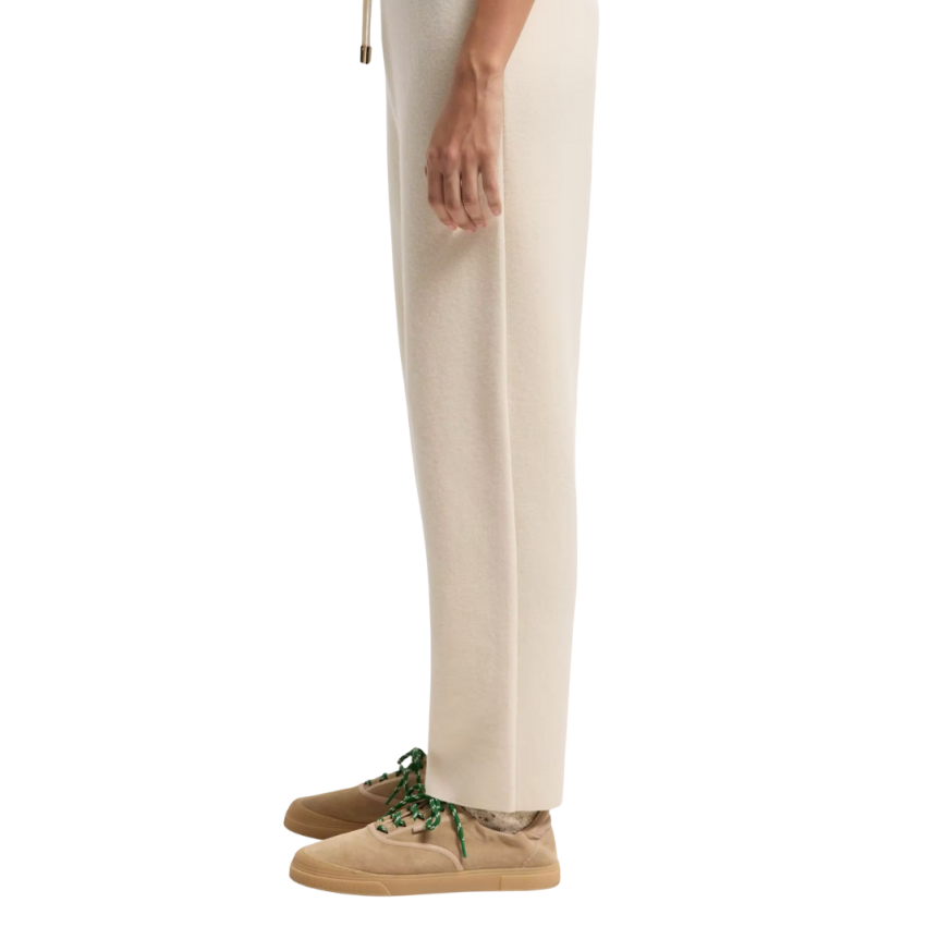 Pantalon de survêtement court MONCLER laine vierge cachemire écru taille élastique