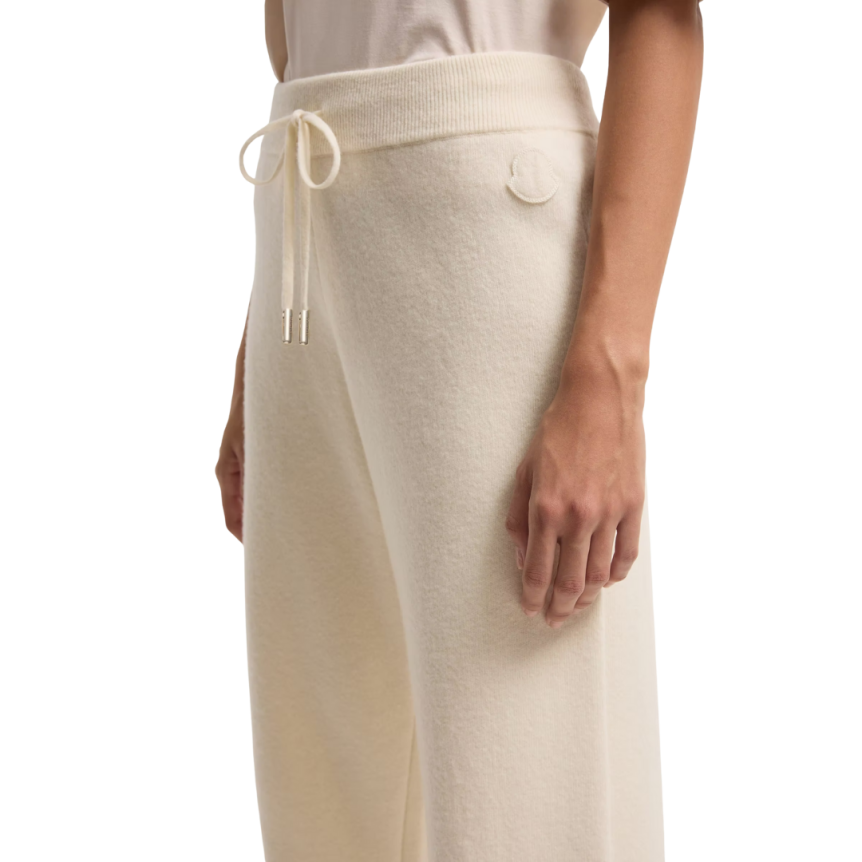 Pantalon de survêtement court MONCLER laine vierge cachemire écru taille élastique